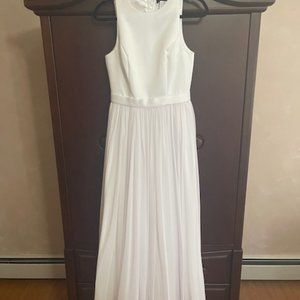 Long Formal White Dress with Tulle
